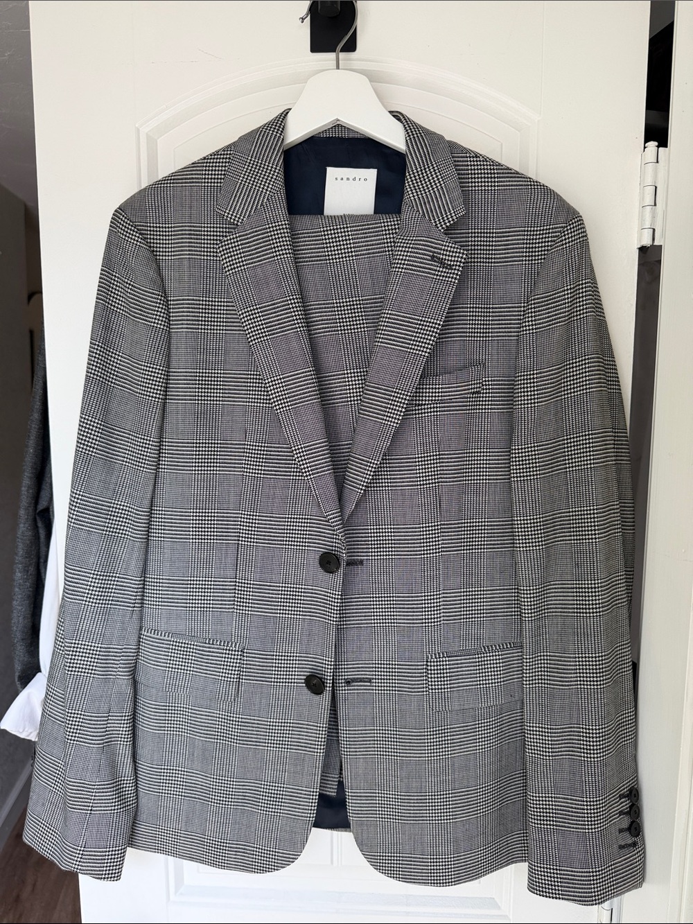 Sandro Gray Glen Plaid Two-Button Sport Coat